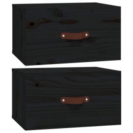 1 VidaXL Väggmonterad sängbord svart 40x29,5x22 cm 2 st
