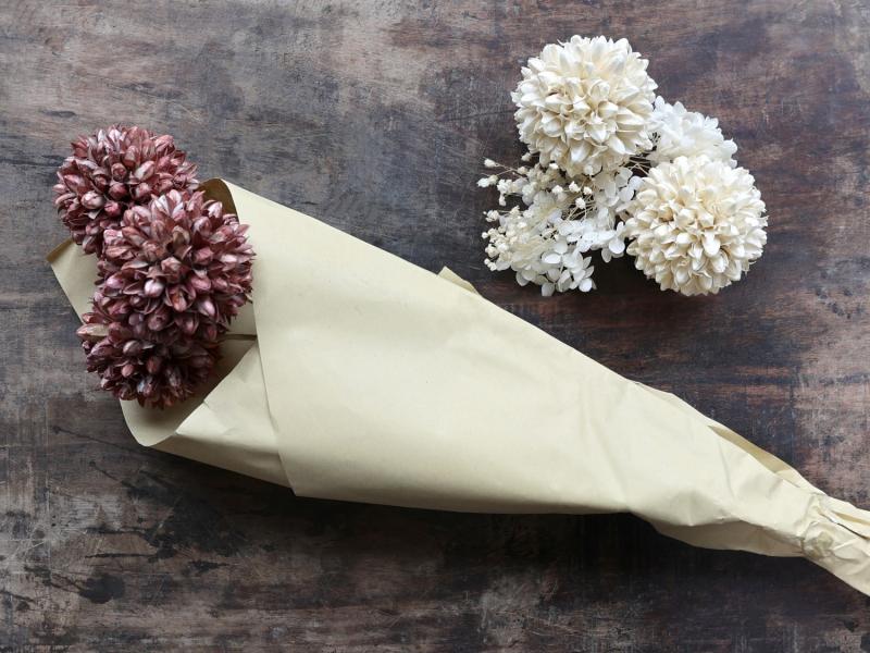 1 Chic Antique Chic Antique - Fleur kta torkade Snowball Flowers 3 st L60 cm taupe