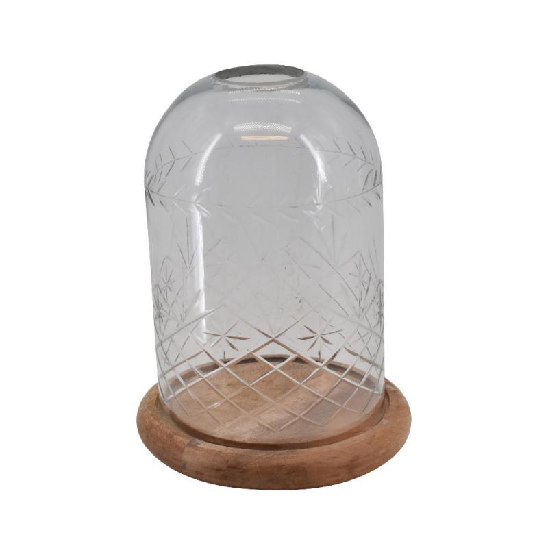 LaVida Dekorativ Glasklocka med slipningar, p trfat H24xD16 cm
