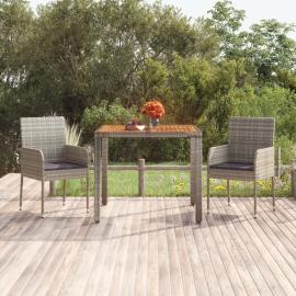 1 VidaXL Matbord för trädgård 90x90x75 cm grå konstrotting