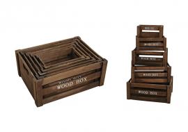 1 G.wurm Boxset brun trä 5-pack (B/H/D) 37x15x28 cm