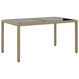 1 VidaXL Matbord för trädgård 150x90x75 cm och konstrotting beige