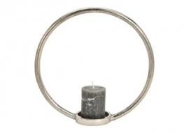 1 G.wurm Ljusstake Cirkel Metall Silver (B/H/D) 32x32x10cm