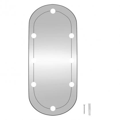 1 VidaXL Vggspegel med LED-belysning oval 30x70 cm glas