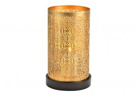 1 G.wurm Ljuslykta på botten av trä metall guld (B/H/D) 13x23x13cm