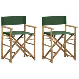 1 VidaXL Hopfällbar regissörsstol bambu 2 st grön