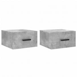 1 VidaXL Väggmonterad sängbord betonggrå 35x35x20 cm 2 st