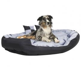 1 VidaXL Vändbar och tvättbar hundsäng grå och svart 150x120x25 cm