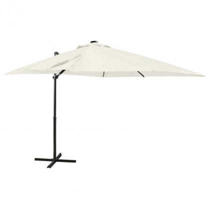 1 VidaXL Frihngande parasoll med stng och LED sand 250 cm