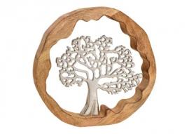 1 G.wurm Dekorativ Trädställ av metall i mangoträ cirkelbrun, silver (B/H/D) 30x29x5cm