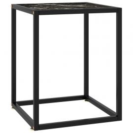 1 VidaXL Soffbord härdat glas svart marmorglas 40x40x50 cm
