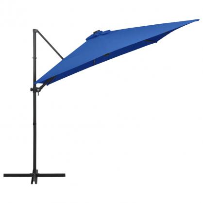 1 VidaXL Frihngande parasoll med stng och LED azurbl 250x250 cm