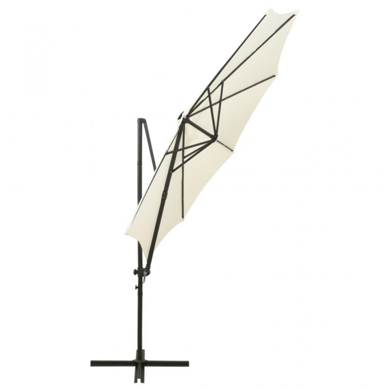 1 VidaXL Frihngande parasoll med stng och LED sand 300 cm
