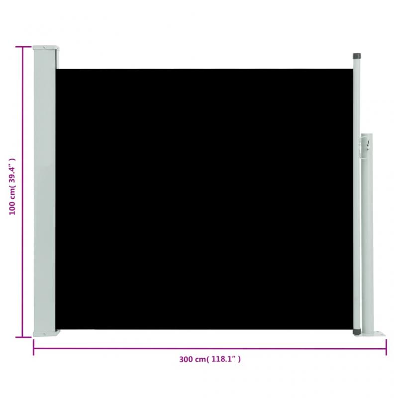 1 VidaXL Infllbar sidomarkis fr uteplats svart 100x300 cm