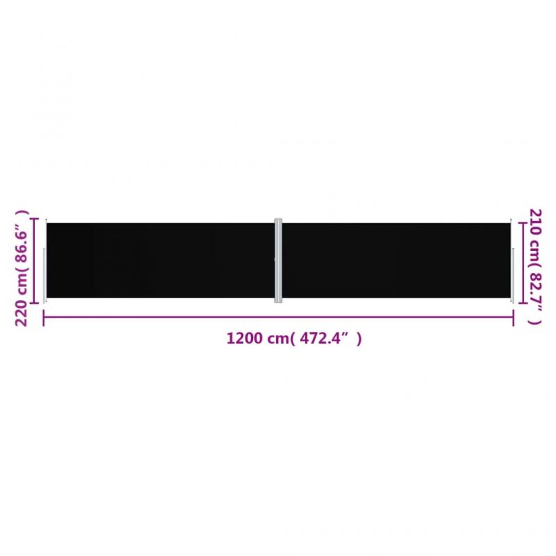 1 VidaXL Infllbar sidomarkis fr uteplats svart 220x1200 cm dubbel