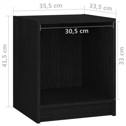 1 VidaXL Sngbord 35,5x33,5x41,5 cm massivt furu svart 2 st