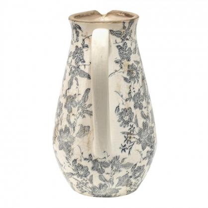 1 Clayre Eef Dekorativ kanna 24x17x30 cm Gr beige Keramik blommor
