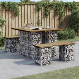 1 VidaXL Trädgårdsbord gabion-design 100x102x72 cm impregnerad furu