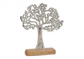 1 G.wurm Dekorativ Trädställ på bas av mangoträ, silver (B/H/D) 22x27x5 cm