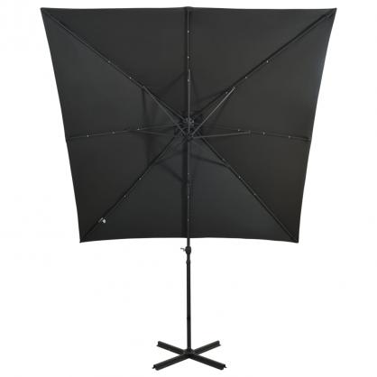 1 VidaXL Frihngande parasoll med stng och LED antracit 250 cm