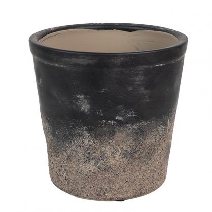 1 Clayre Eef Blomkruka Svart Brun Keramik (B/D/H)  17x16 Cm