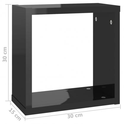 1 VidaXL Vgghylla kubformad svart hgglans 30x15x30 cm 4 st