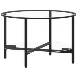 1 VidaXL Soffbord härdat glas svart och transparent 70 cm