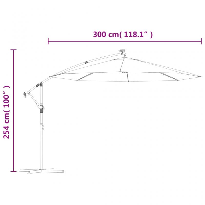 1 VidaXL Frihngande parasoll med stng och LED azur 300 cm