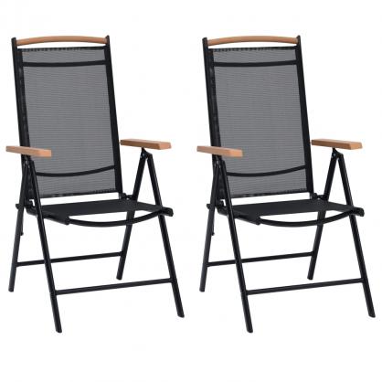 1 VidaXL Hopfllbar trdgrdsstol aluminium och textilene svart 2 st