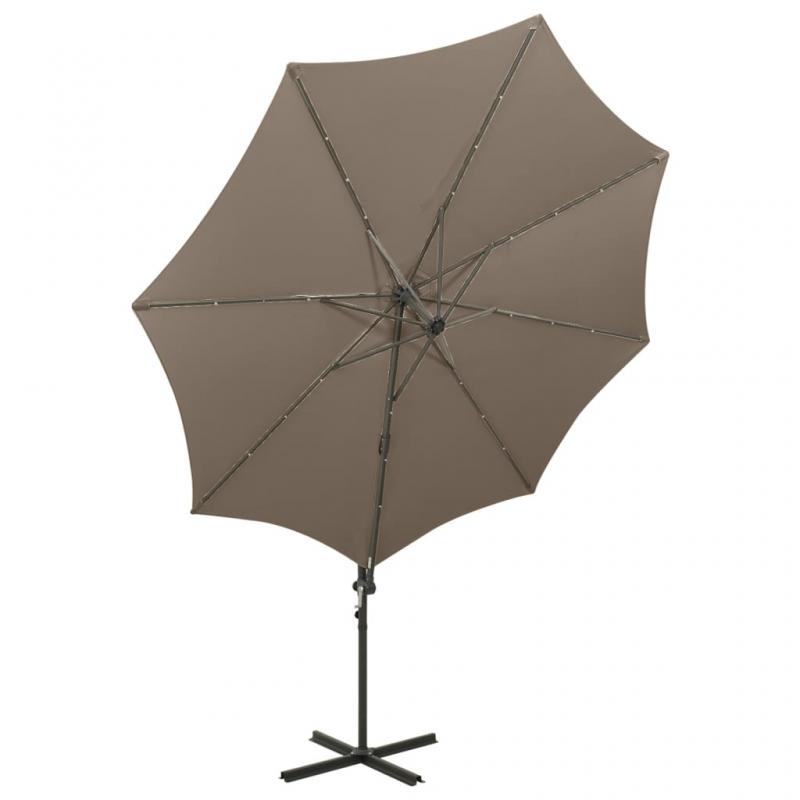 1 VidaXL Frihngande parasoll med stng och LED taupe 300 cm