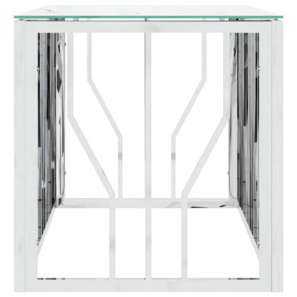 1 VidaXL Soffbord rostfritt stl silver och hrdat glas 110x45x45 cm