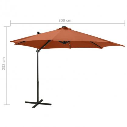 1 VidaXL Frihngande parasoll med stng och LED terrakotta 300 cm