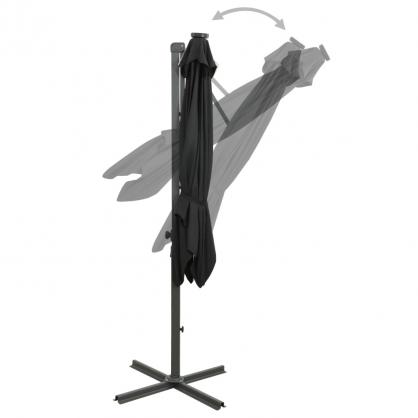 1 VidaXL Frihngande parasoll med stng och LED svart 250 cm