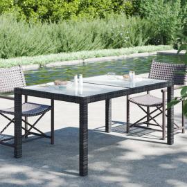 1 VidaXL Matbord för trädgård 150x90x75 cm och konstrotting svart