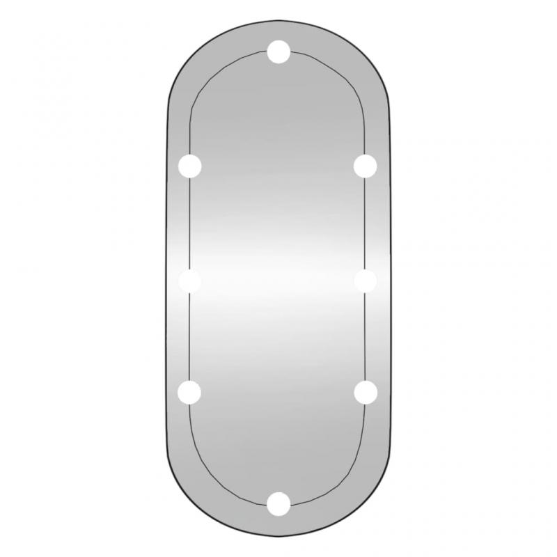 1 VidaXL Vggspegel med LED-belysning oval 35x80 cm glas oval