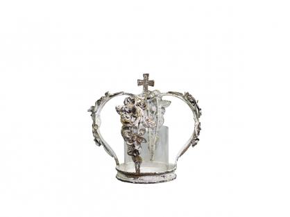 1 Chic Antique Ljusstake Krona med rosor H22 / 18 cm antik creme