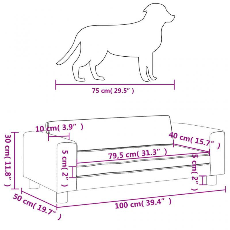 1 VidaXL Hundbdd sammet med frlngning 100x50x30 cm mrkgr