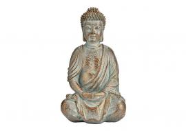 1 G.wurm Dekoration Buddha antik guld sittande polyresin (B/H/D) 14x25x10cm
