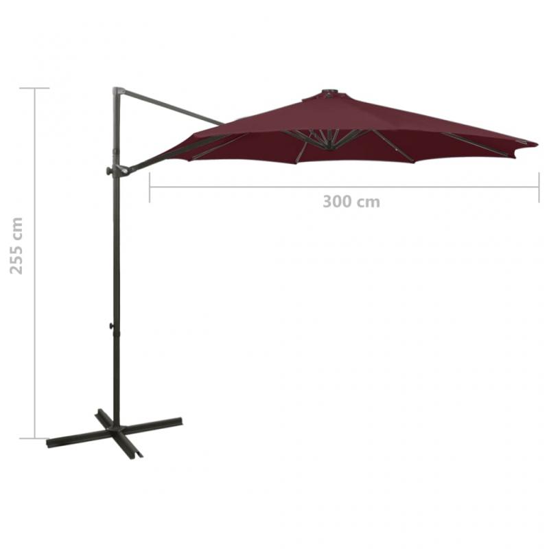 1 VidaXL Frihngande parasoll med stng och LED vinrd 300 cm