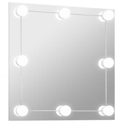1 VidaXL Vggspegel med LED-belysning fyrkantig 60x60 cm glas