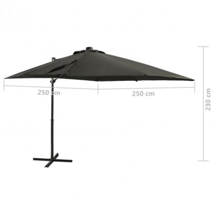 1 VidaXL Frihngande parasoll med stng och LED antracit 250 cm