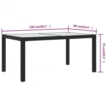 1 VidaXL Matbord fr trdgrd 150x90x75 cm och konstrotting svart