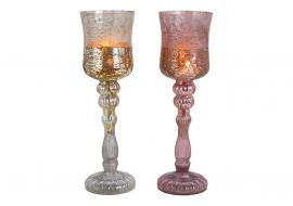 1 G.wurm Ljuslykta värmeljus glas champagne rosa 2-pack (B/H/D) 11x38x11cm