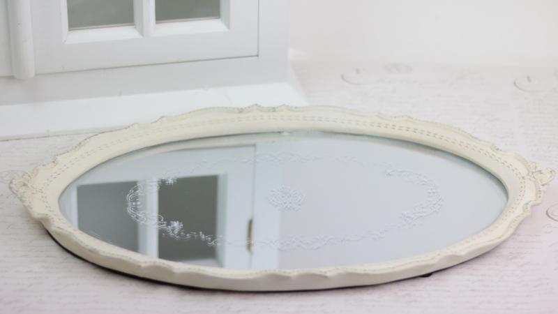 LaVida Spegelfat med spetsmnser Antik 48 cm