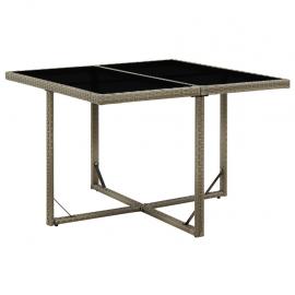 1 VidaXL Matbord för trädgård 109x107x74 cm grå konstrotting och glas