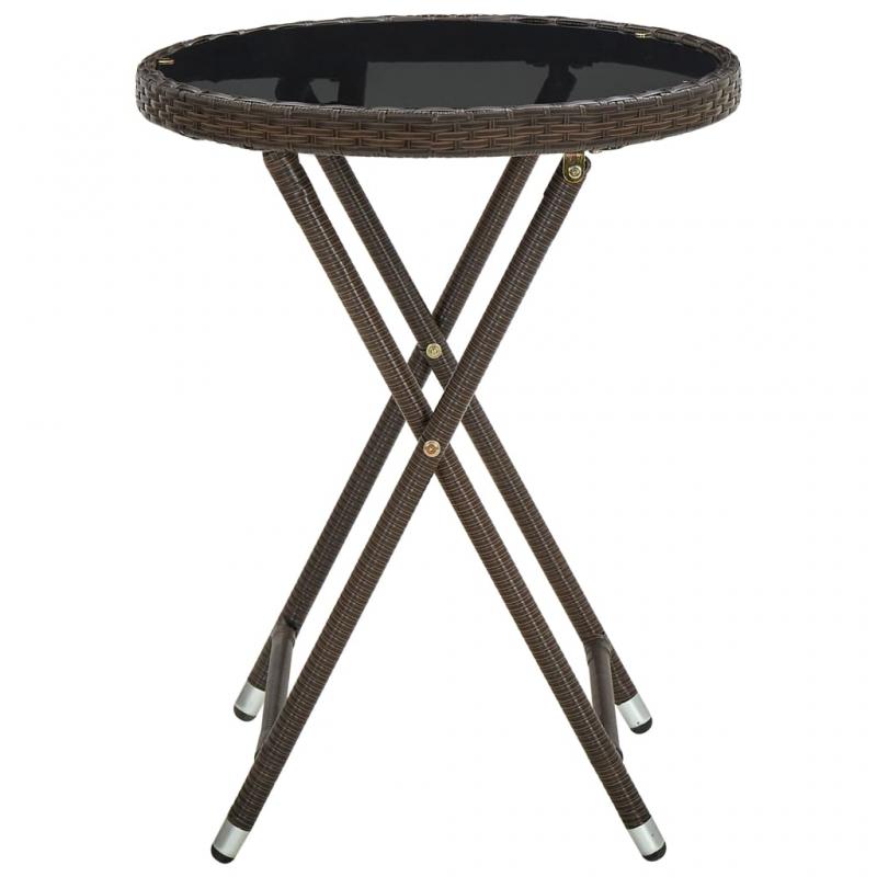 1 VidaXL Hopfllbart bord hrdat glas  60x75 cm brun konstrotting och