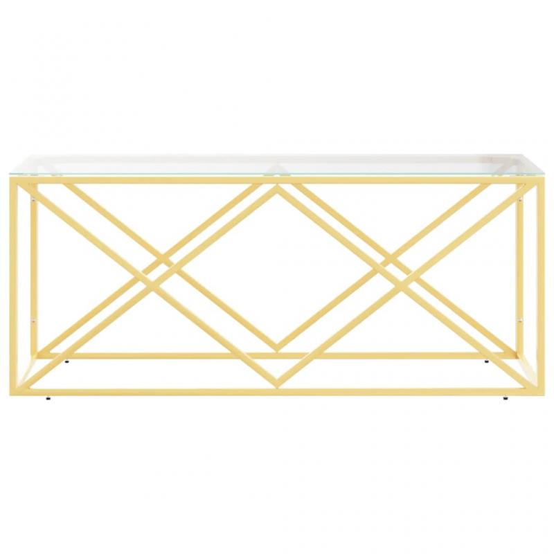 1 VidaXL Soffbord rostfritt stl guld och hrdad glas 110x45x45 cm