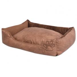 1 VidaXL Hundbädd konstläder med kudde PU storlek S beige