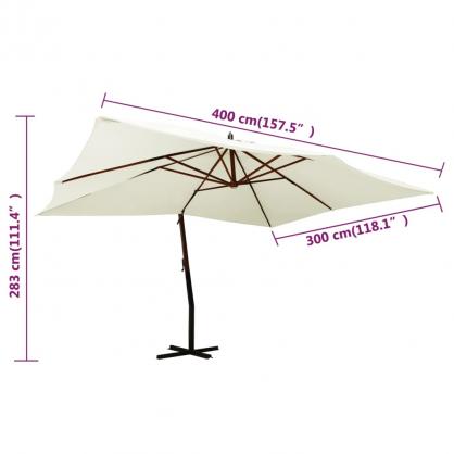 1 VidaXL Frihngande parasoll med trstng 400x300 cm sandvit