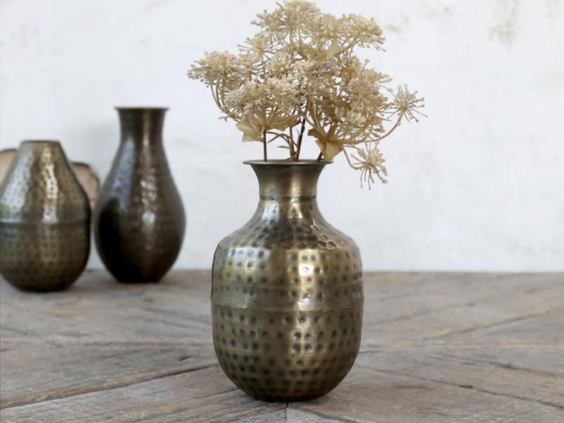 1 Chic Antique Vas till dekoration antik mssing H16/D10 cm